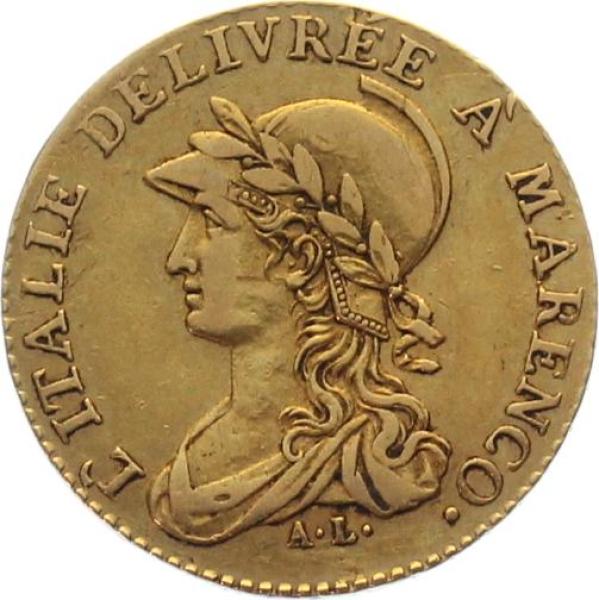 Subalpine Republik Piermont 20 Francs Marengo L'AN 9 (1800)